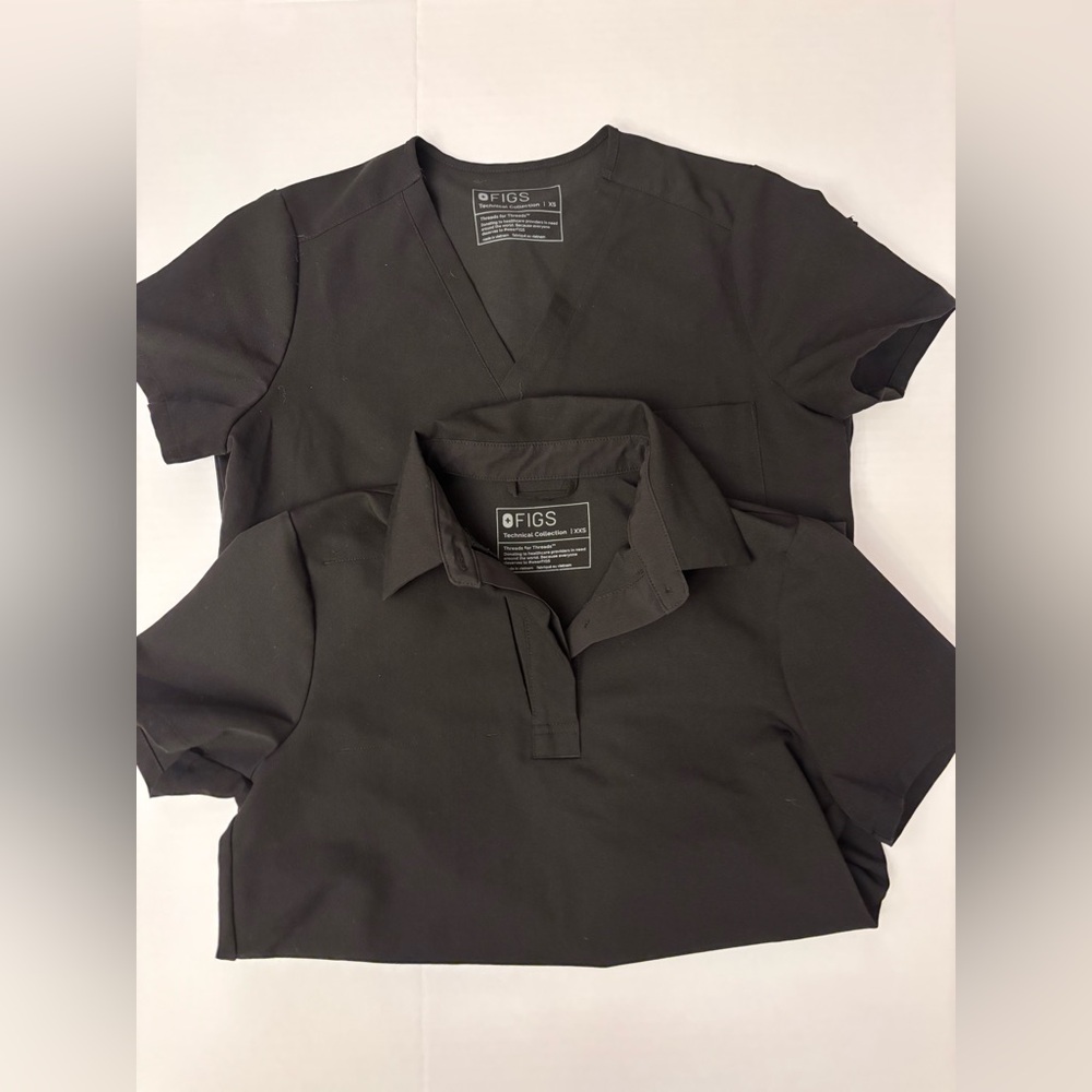 Figs nala scrub Black Polo Shirt size xxs and catarina top xs